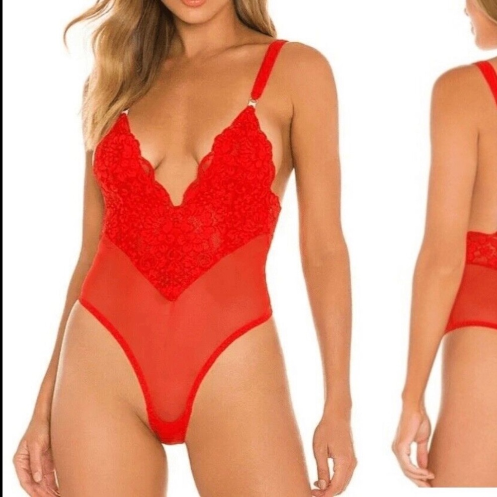NWOT We Are HAH Hot As Hell Cheap And Cheerful Bodysuit Red Blood Orange Size S